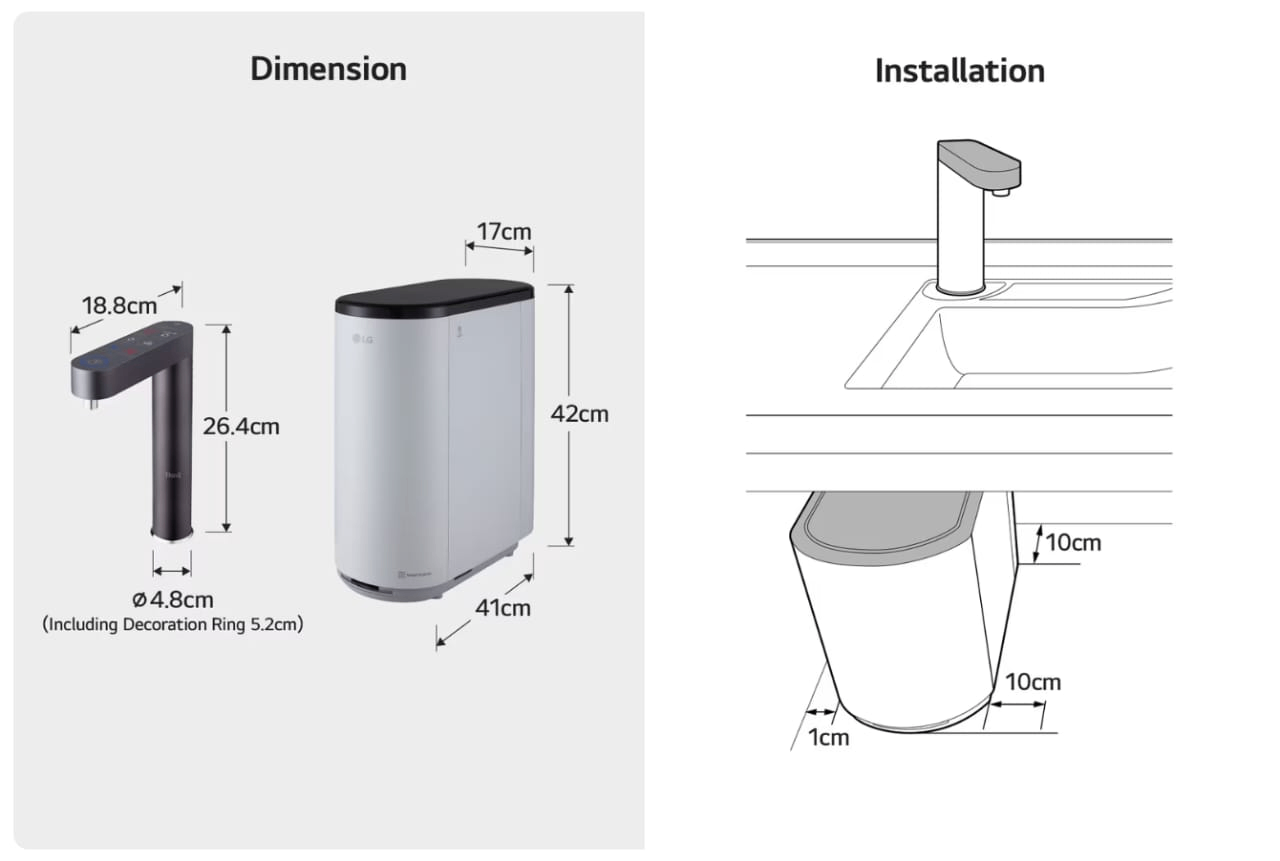 LG ATOM-U Undersink Product Dimensions